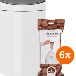 Brabantia Touch Bin 40 Liter White + Vuilniszakken (120 stuks)