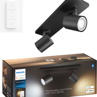 Philips Hue Runner 2-Spot opbouwspot White Ambiance Zwart + dimmer