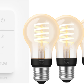 Philips Hue Filament White Ambiance Standaard 3-pack + dimmer