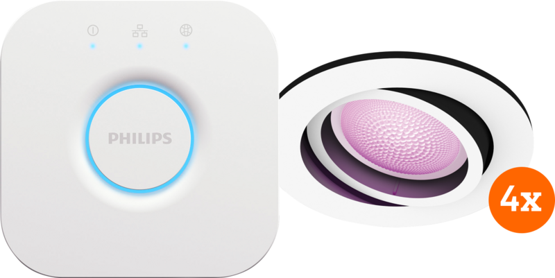 Philips Hue Centura inbouwspot White & Color rond Wit 4-pack + bridge