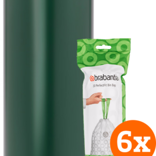 Brabantia Touch Bin 30 Liter Pine Green + Vuilniszakken (120 stuks)