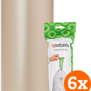 Brabantia Touch Bin 30 Liter Metallic Gold + Vuilniszakken (120 stuks)