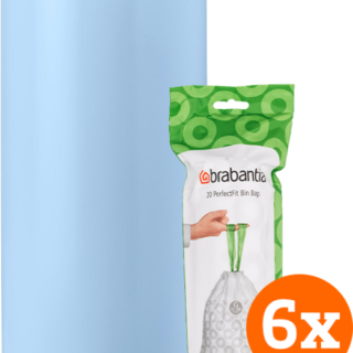 Brabantia Touch Bin 30 Liter Dreamy Blue + Vuilniszakken (120 stuks)